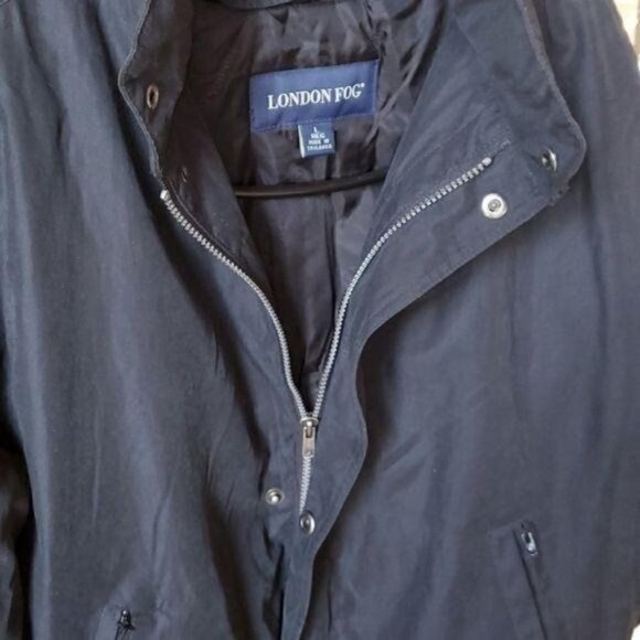 London Fog Black 2 in 1‎ Zip/Snap Insulated Lined Hooded Bomber Sz. L Jacket - Picture 5 of 14